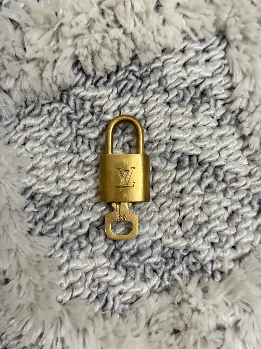 Louis Vuitton Gold-tone LV Engraved Padlock with Key #301